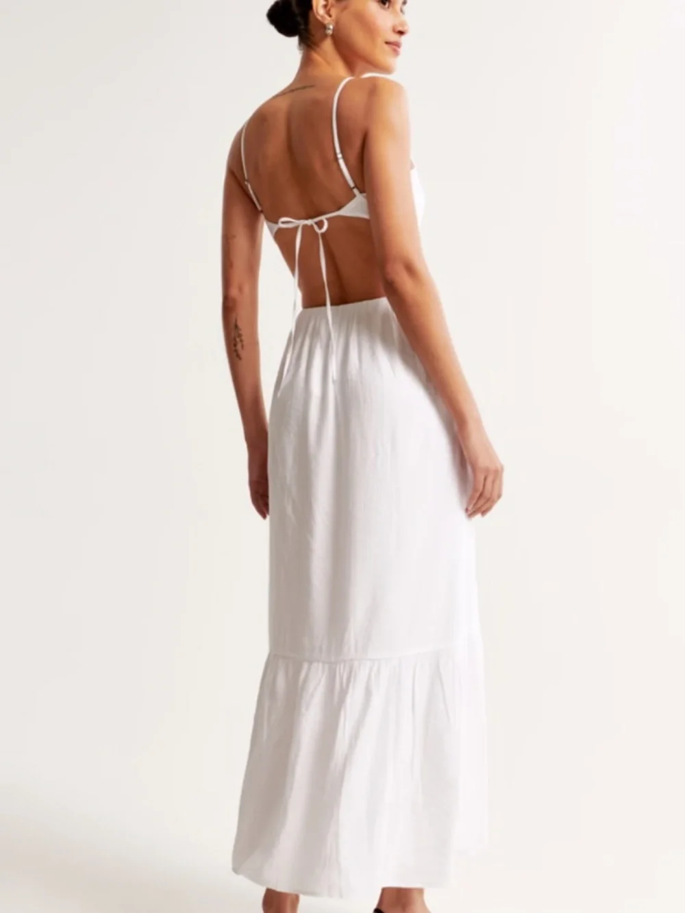 Green and white Crinkle Textured Cutout Maxi Dress